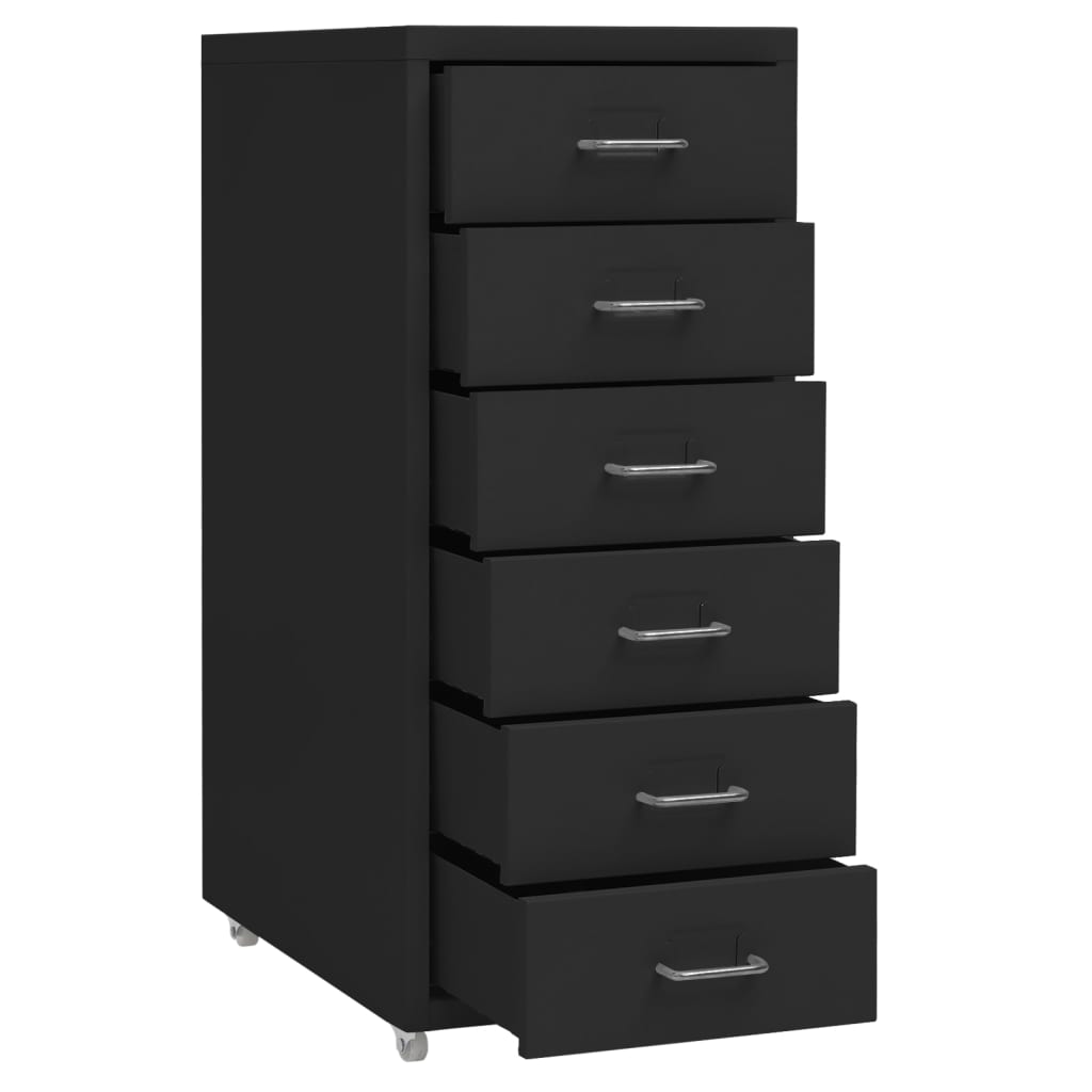 Aktenschrank mit Rollen Schwarz 28x41x69 cm Metall