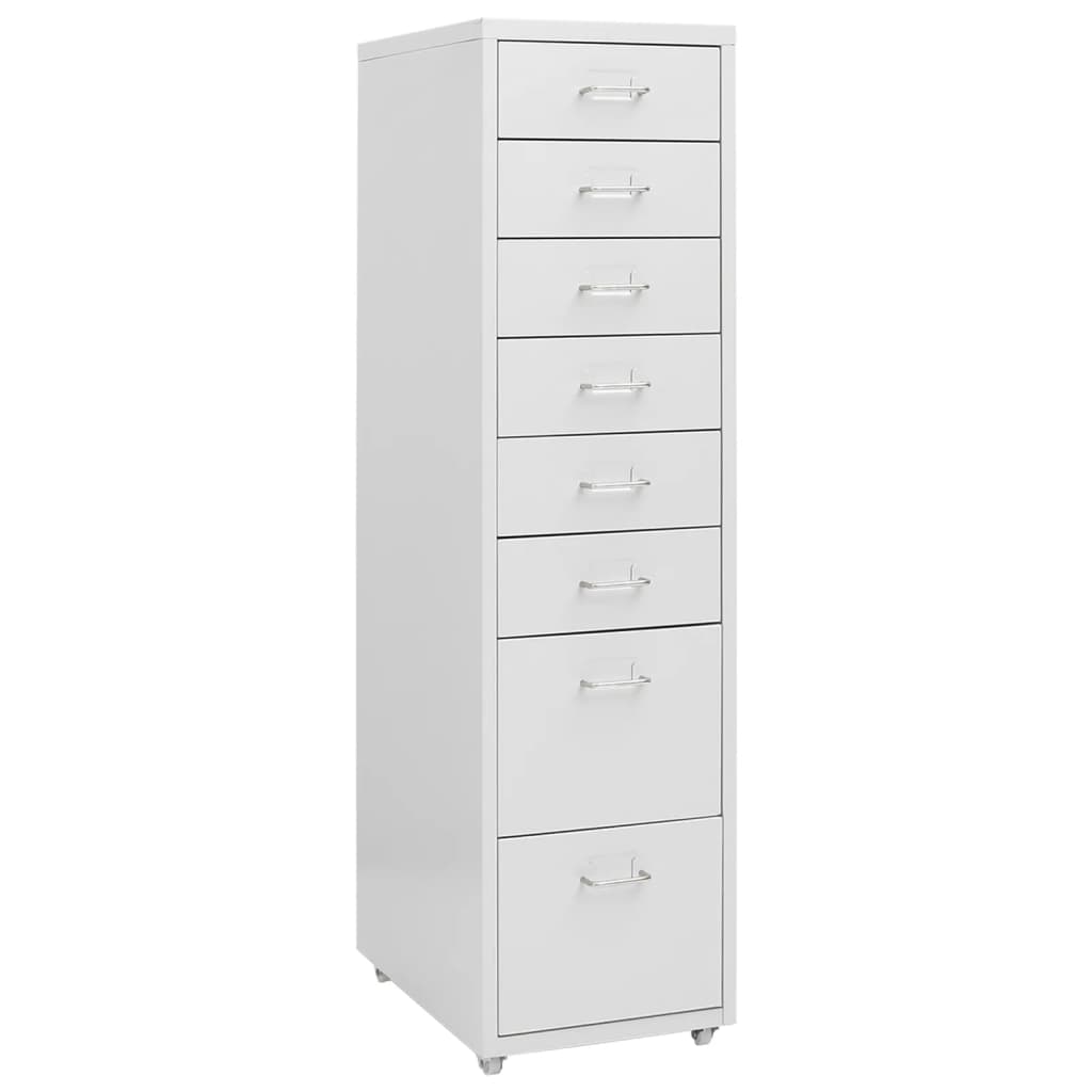 Aktenschrank mit Rollen Grau 28x41x109 cm Metall