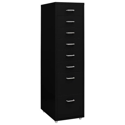 Aktenschrank mit Rollen Schwarz 28x41x109 cm Metall