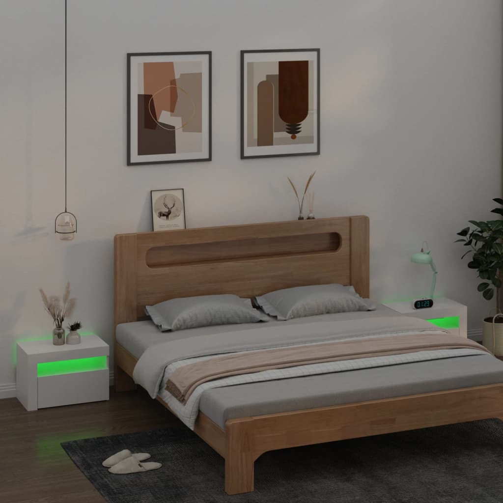 Tables de chevet 2 pièces avec LED Blanc 60x35x40 cm