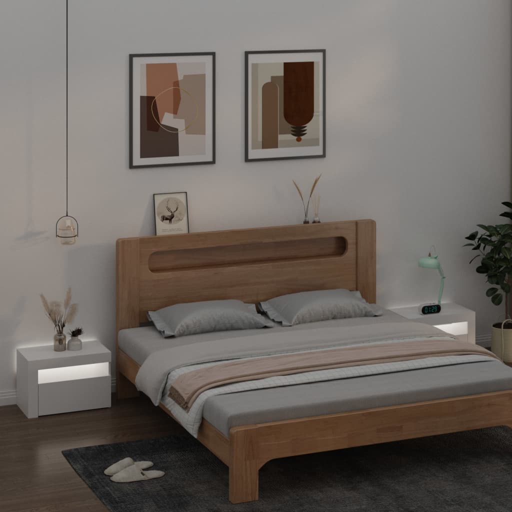 Tables de chevet 2 pièces avec LED Blanc 60x35x40 cm