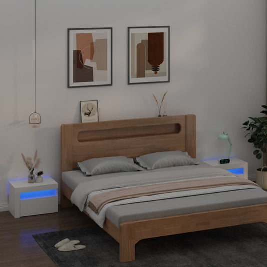 Tables de chevet 2 pièces avec LED Blanc 60x35x40 cm