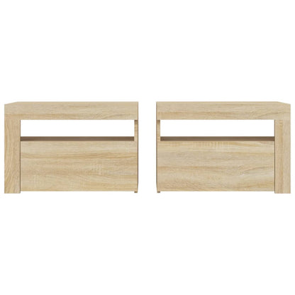 Nachttische 2 Stk. mit LEDs Sonoma-Eiche 60x35x40 cm