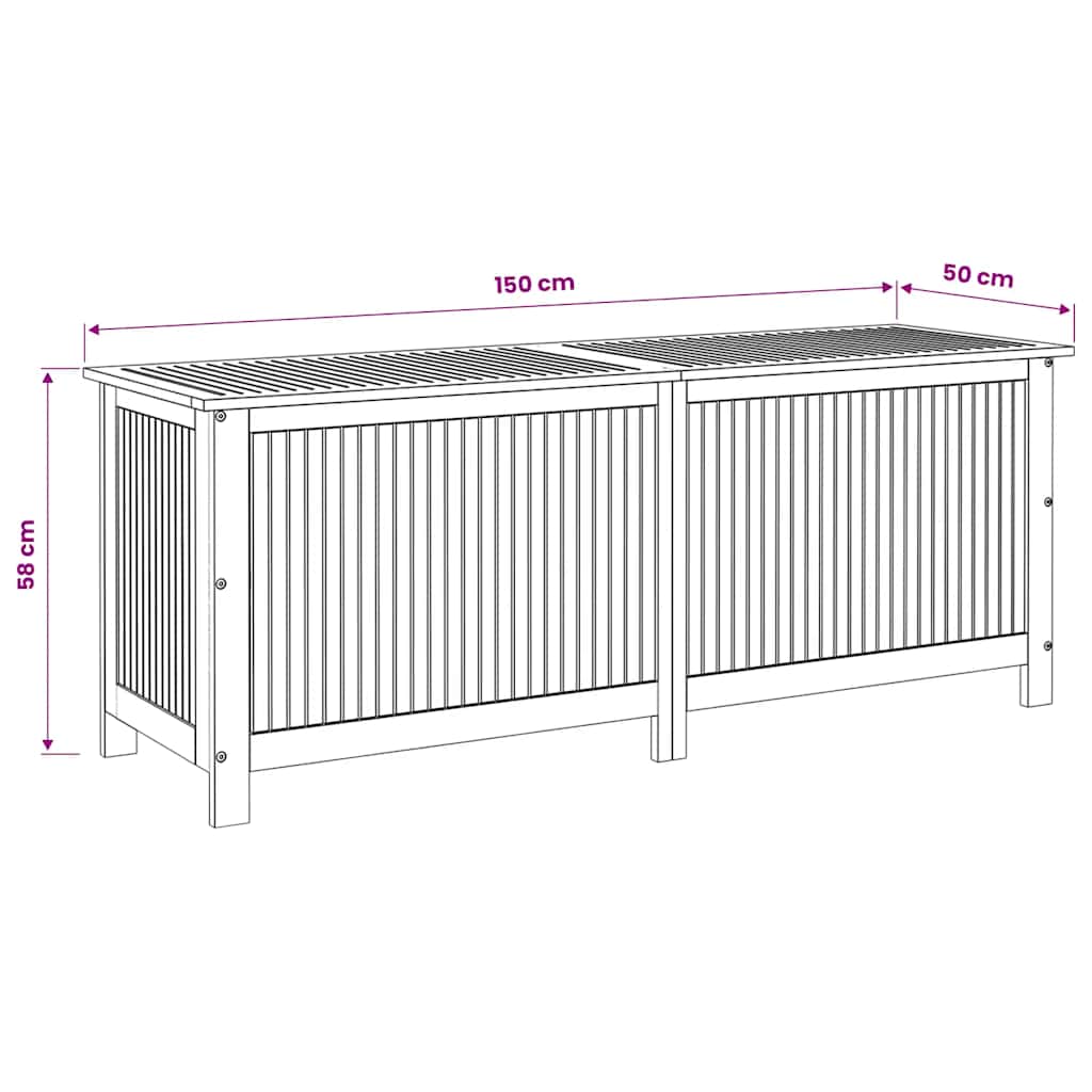 Garten-Aufbewahrungsbox 150x50x58 cm Massivholz Akazie