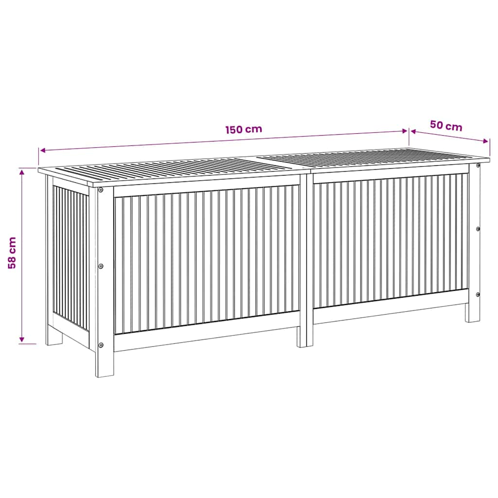 Garten-Aufbewahrungsbox 150x50x58 cm Massivholz Akazie