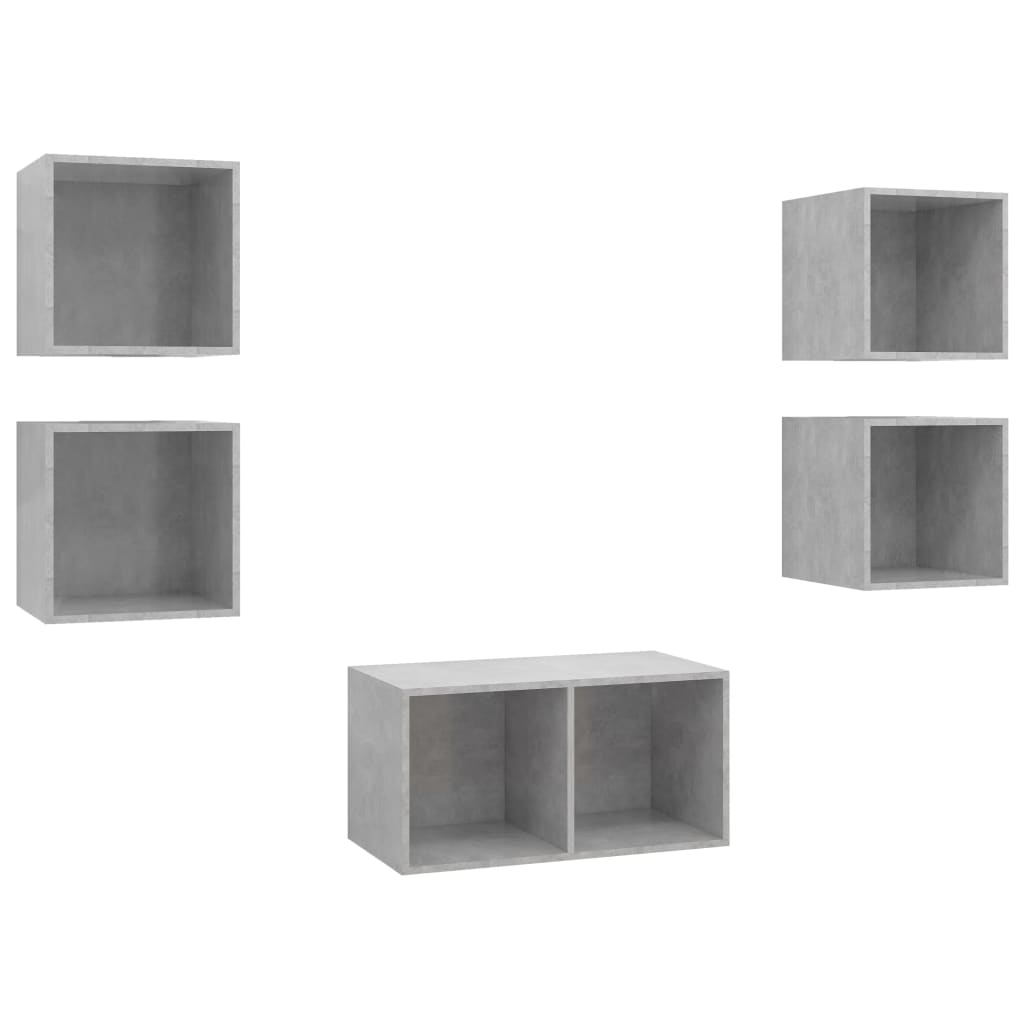 Ensemble de meubles TV 5 pièces en béton gris à base de bois
