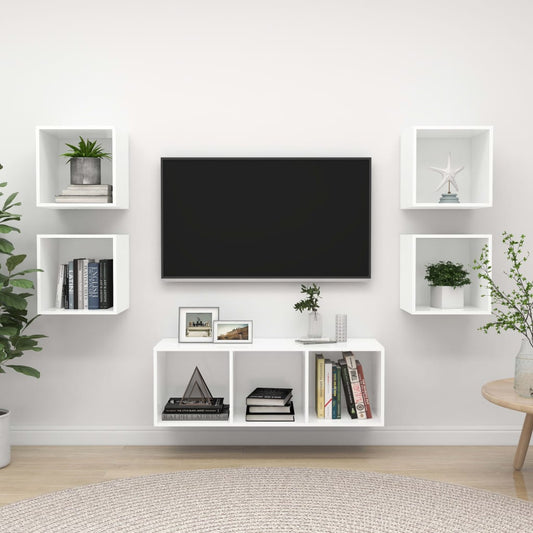 5-tlg. TV-Schrank-Set Weiß Holzwerkstoff