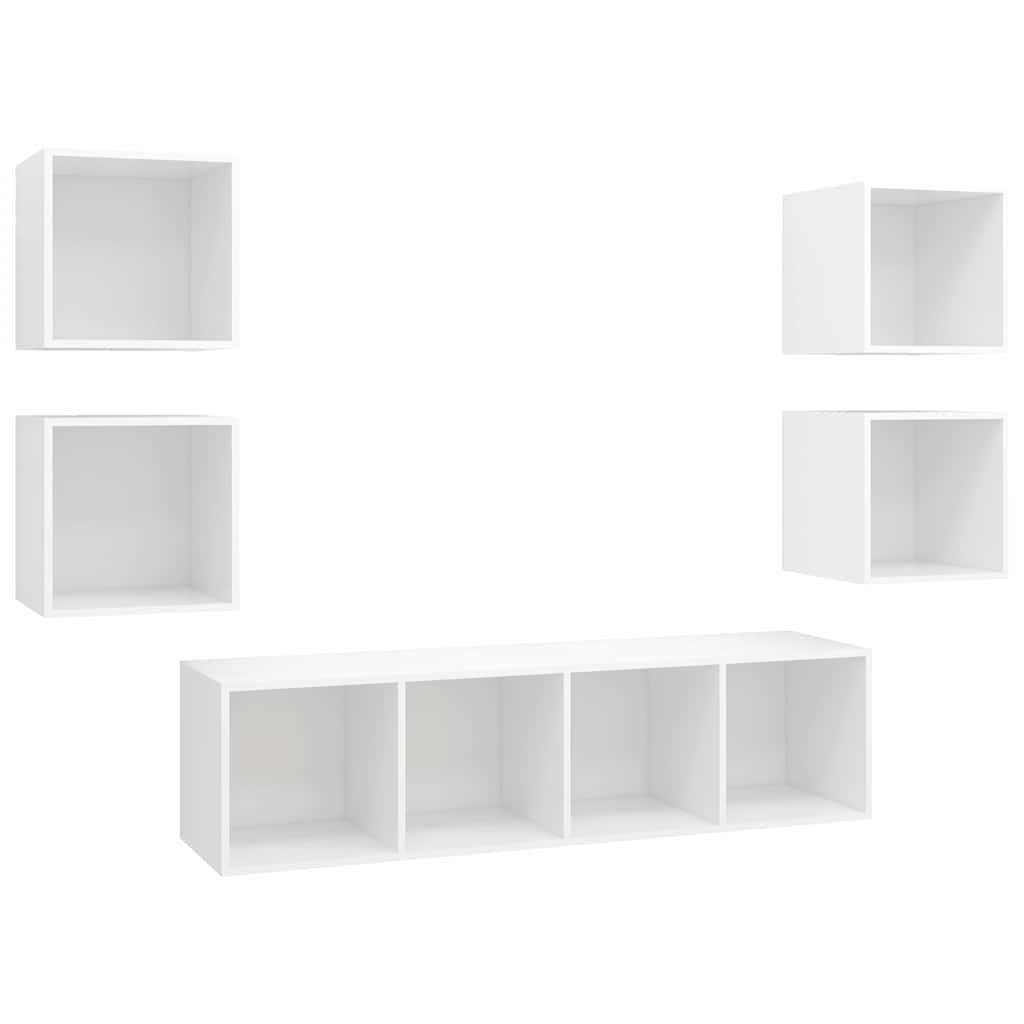 5-tlg. TV-Schrank-Set Weiß Holzwerkstoff