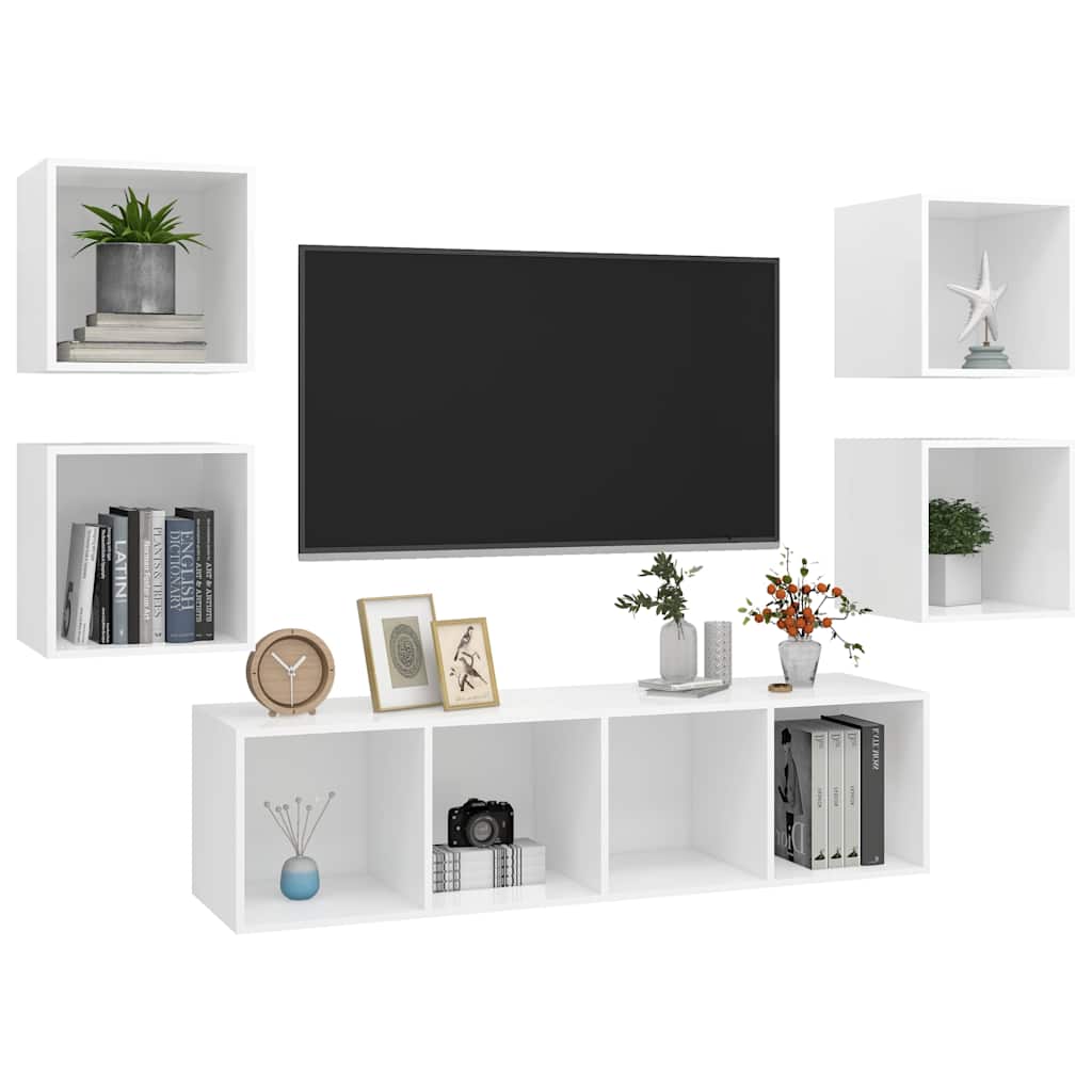 5-tlg. TV-Schrank-Set Weiß Holzwerkstoff