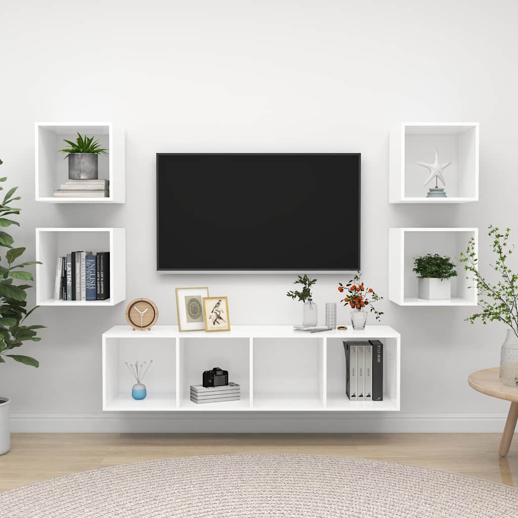 5-tlg. TV-Schrank-Set Weiß Holzwerkstoff