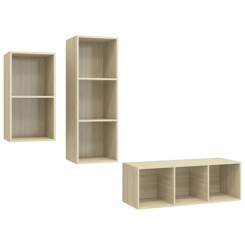 3-tlg. TV-Schrank-Set Sonoma-Eiche Holzwerkstoff