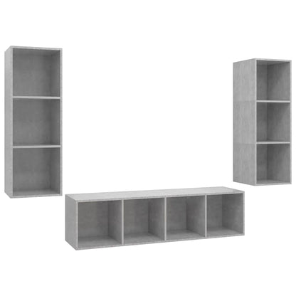 3-tlg. TV-Schrank-Set Betongrau Holzwerkstoff