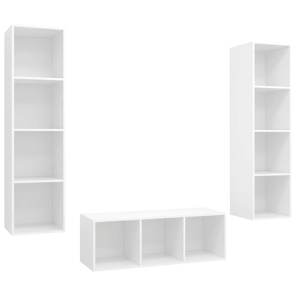 3-tlg. TV-Schrank-Set Weiß Holzwerkstoff