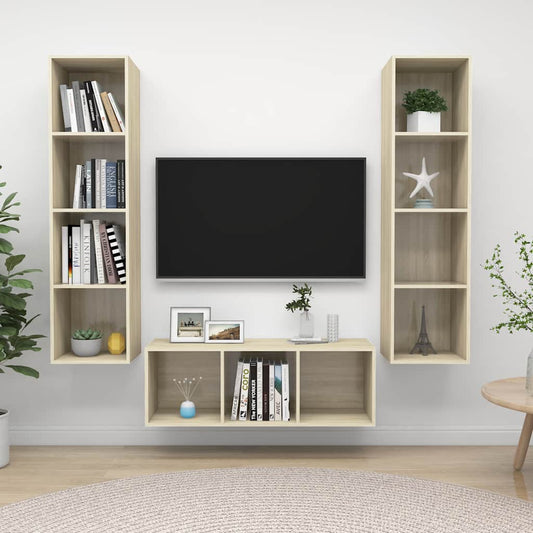 3-tlg. TV-Schrank-Set Sonoma-Eiche Holzwerkstoff