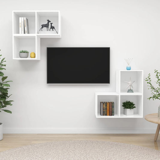 4-tlg. TV-Schrank-Set Weiß Holzwerkstoff