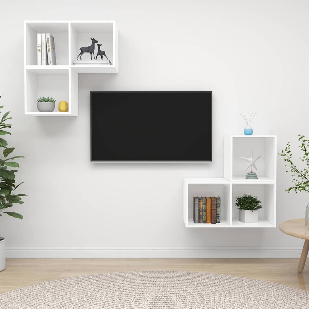 4-tlg. TV-Schrank-Set Weiß Holzwerkstoff