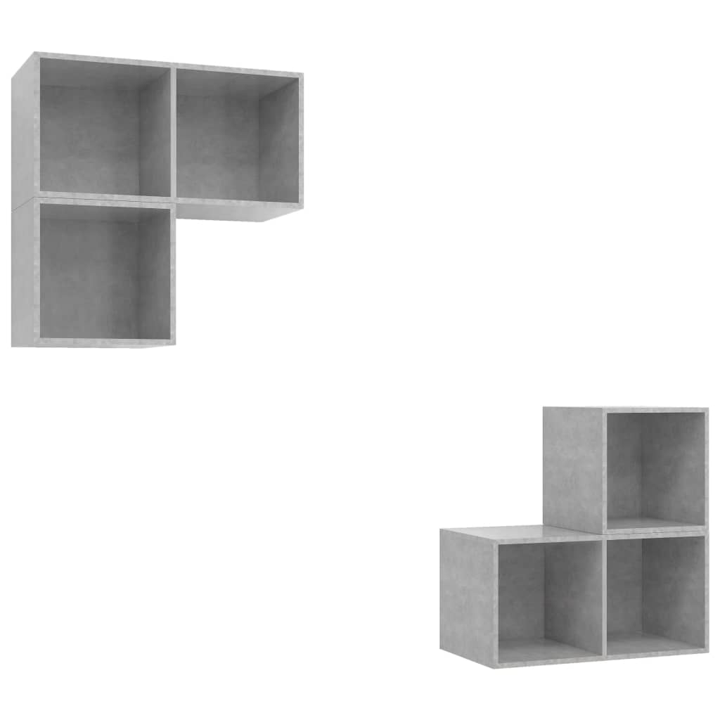 Ensemble de meubles TV 4 pièces en béton gris à base de bois