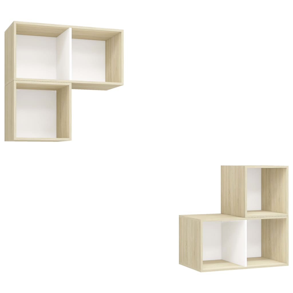 Ensemble de meubles TV 4 pièces en bois de chêne Sonoma blanc