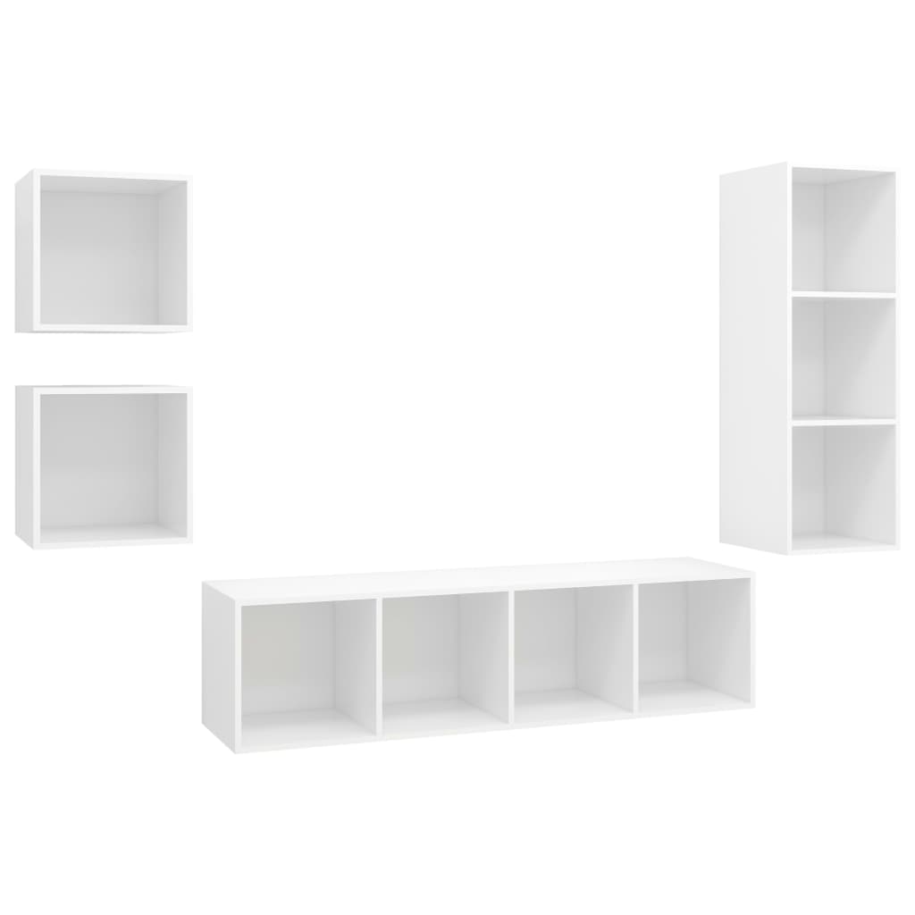 4-tlg. TV-Schrank-Set Weiß Holzwerkstoff