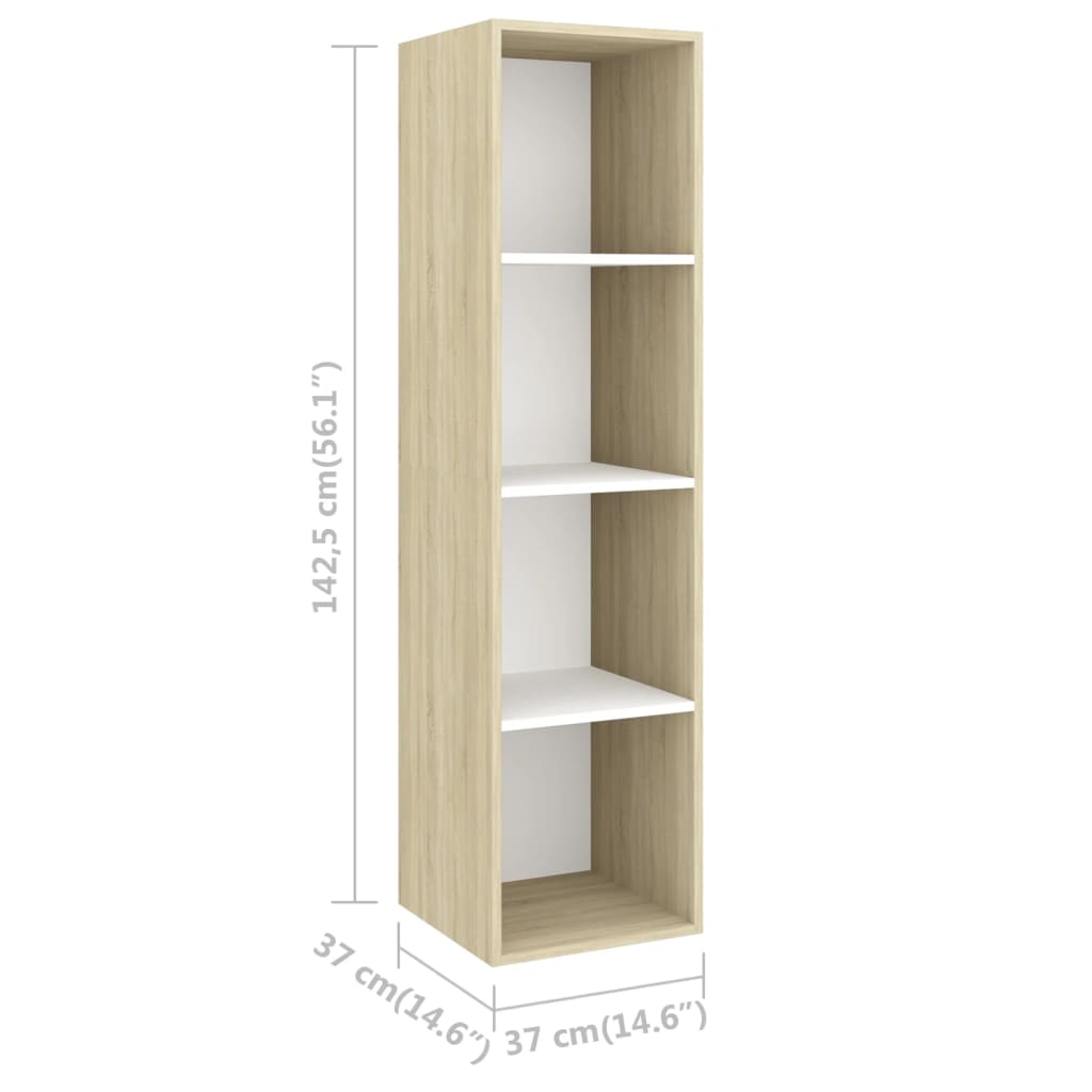 Ensemble de meubles TV 4 pièces en bois de chêne Sonoma blanc