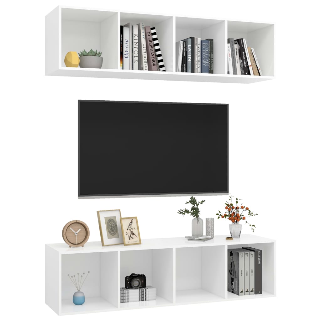TV-Wandschränke 2 Stk. Weiß Holzwerkstoff