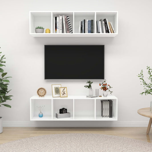 TV wall cabinets 2 pcs. White wood material