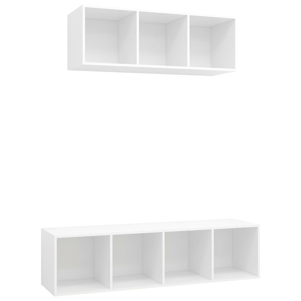 Ensemble de meubles TV 2 pièces en bois blanc