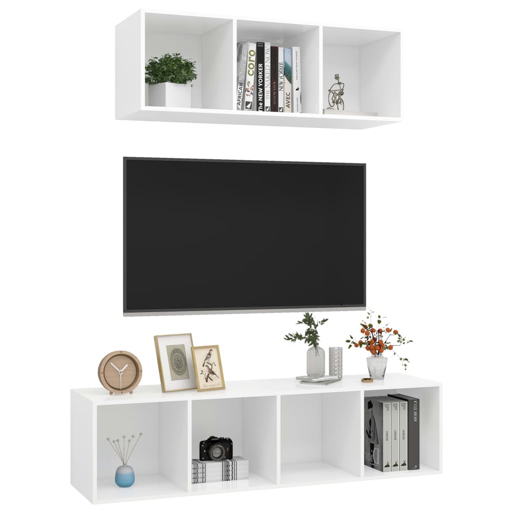 Ensemble de meubles TV 2 pièces en bois blanc