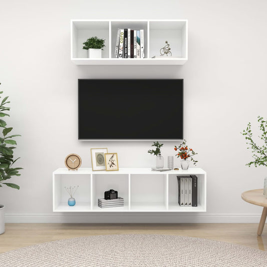 Ensemble de meubles TV 2 pièces en bois blanc