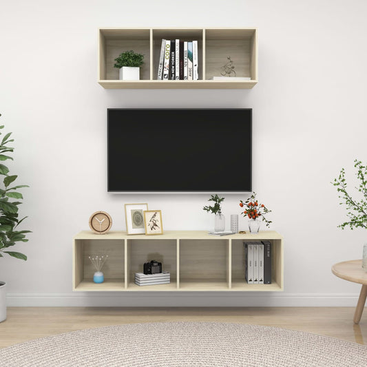 Ensemble de meubles TV 2 pièces en bois de chêne Sonoma