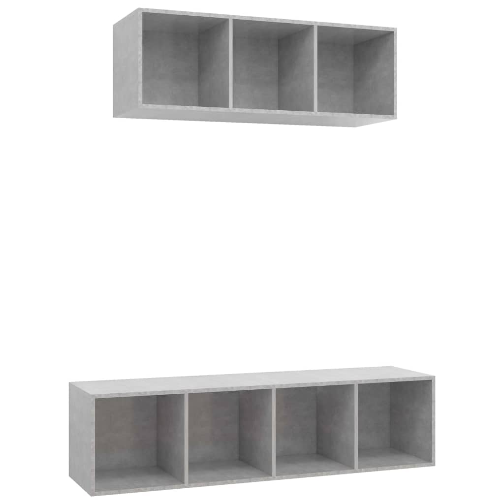 2-piece TV cabinet set concrete grey wood-based material