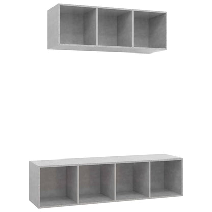 2-tlg. TV-Schrank-Set Betongrau Holzwerkstoff