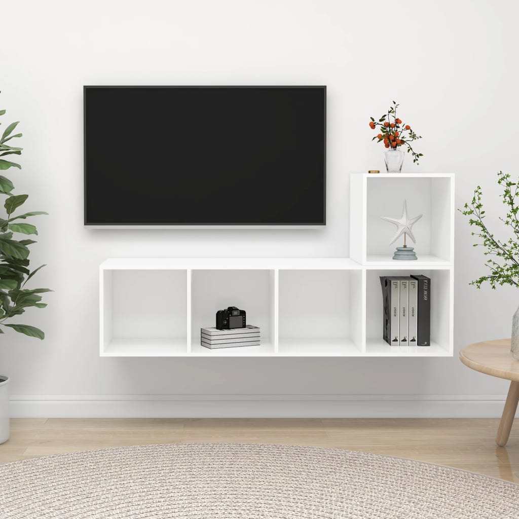 2-tlg. TV-Schrank-Set Weiß Holzwerkstoff