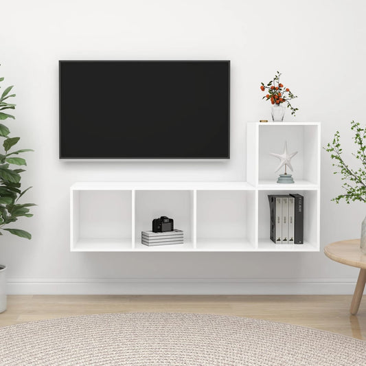 2-tlg. TV-Schrank-Set Weiß Holzwerkstoff