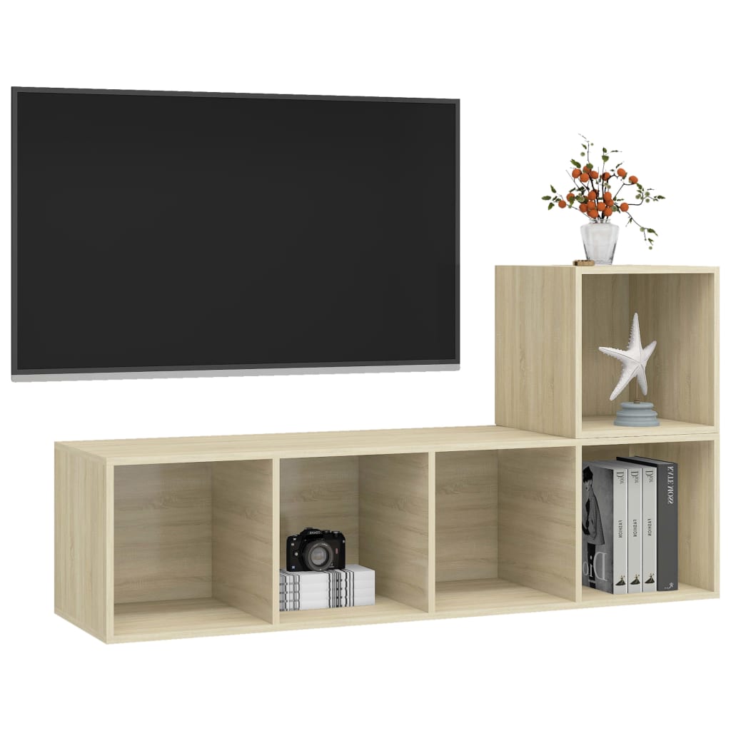 Ensemble de meubles TV 2 pièces en bois de chêne Sonoma