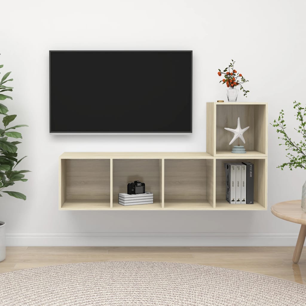 Ensemble de meubles TV 2 pièces en bois de chêne Sonoma