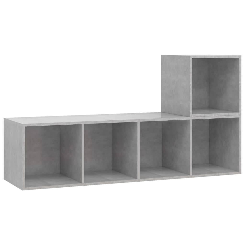 2-piece TV cabinet set concrete grey wood-based material
