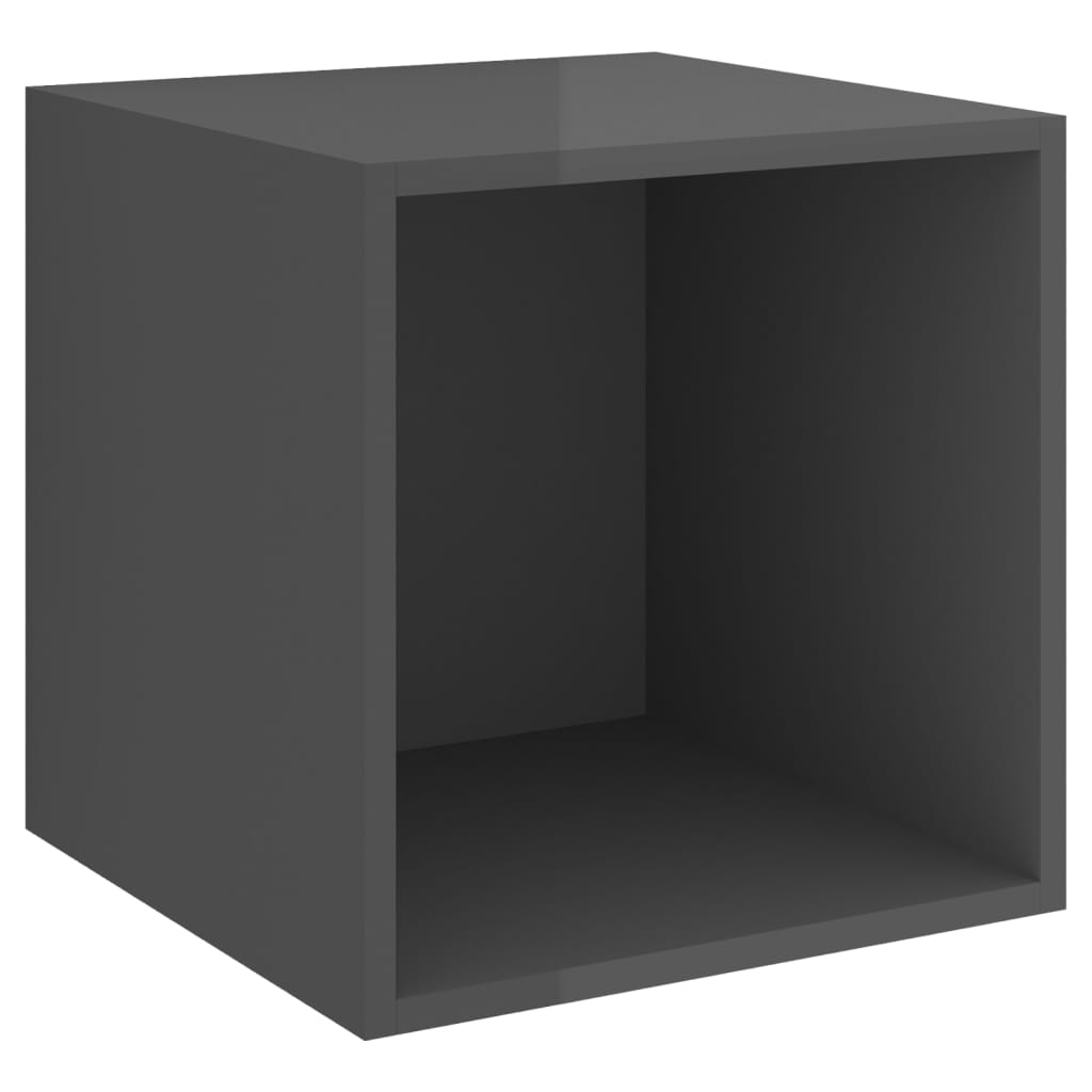 2-piece TV cabinet set, high-gloss grey, wood-based material