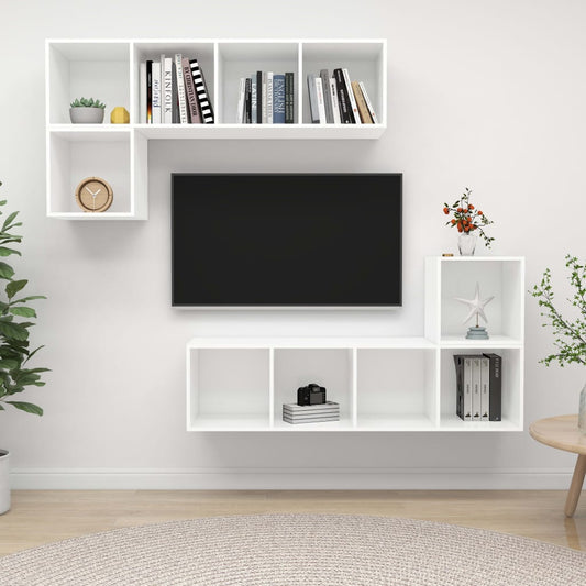 4-tlg. TV-Schrank-Set Weiß Holzwerkstoff