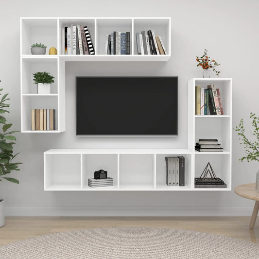Ensemble de meubles TV 4 pièces en bois blanc
