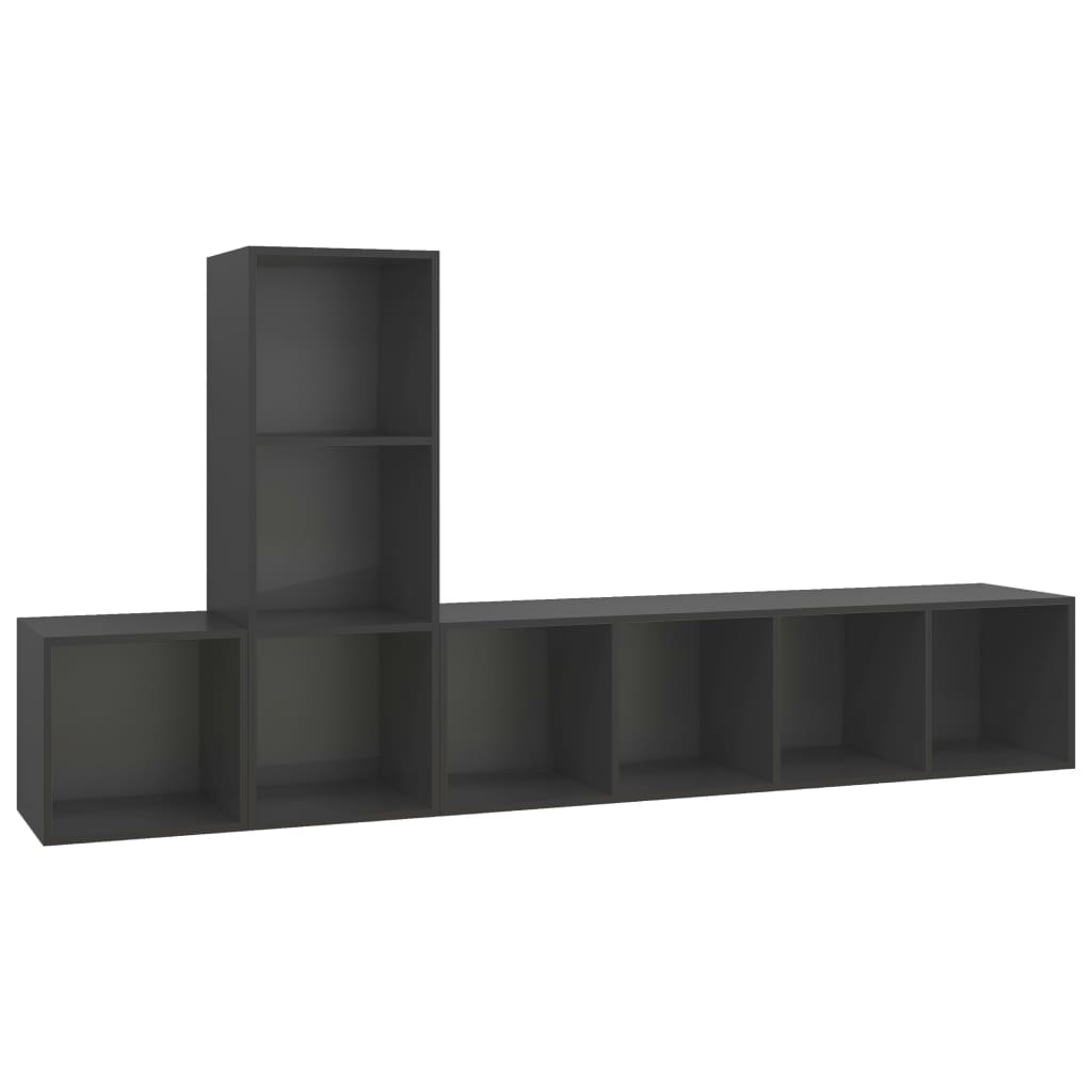 Ensemble de meubles TV 3 pièces, matériau à base de bois gris