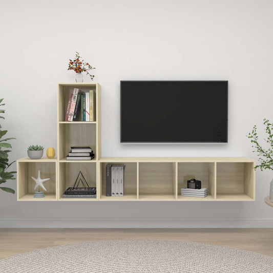 Ensemble de meubles TV 3 pièces en bois de chêne Sonoma