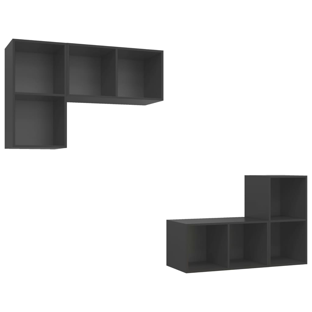 TV wall cabinets 4 pcs. Grey wood material