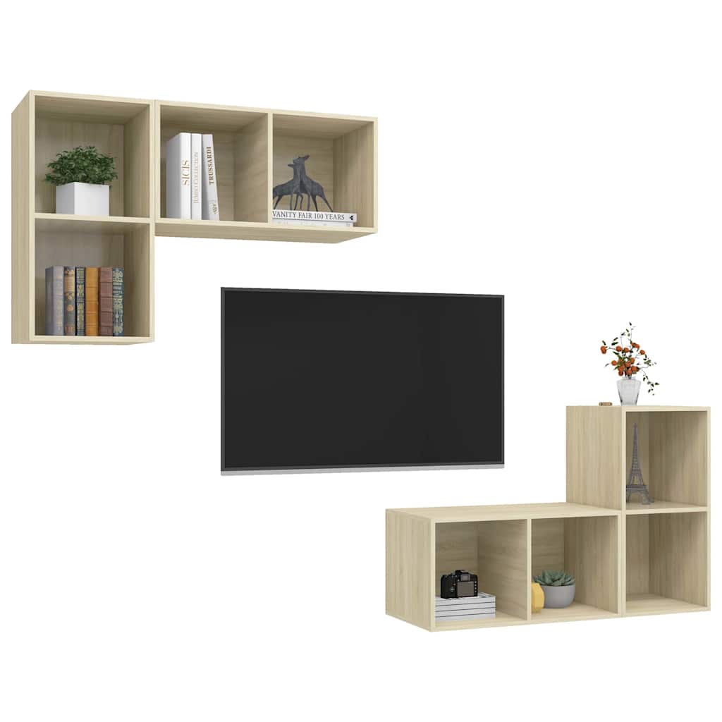 TV-Wandschränke 4 Stk. Sonoma-Eiche Holzwerkstoff