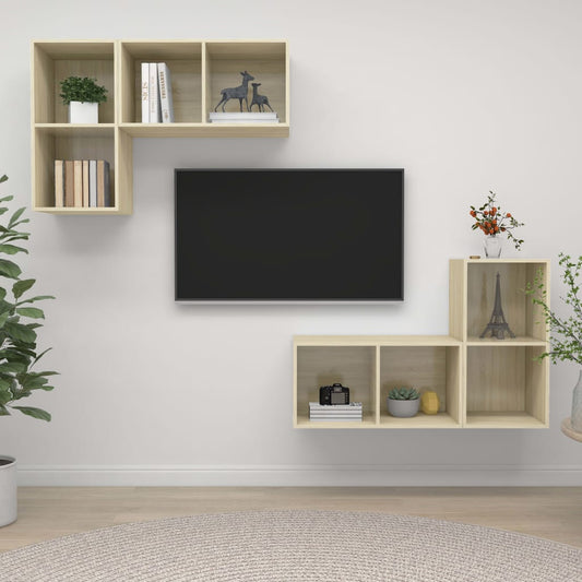 TV wall cabinets 4 pcs. Sonoma oak wood material
