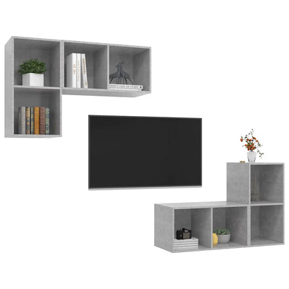 TV-Wandschränke 4 Stk. Betongrau Holzwerkstoff