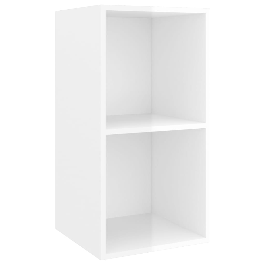 TV wall cabinets 4 pcs. High-gloss white wood material
