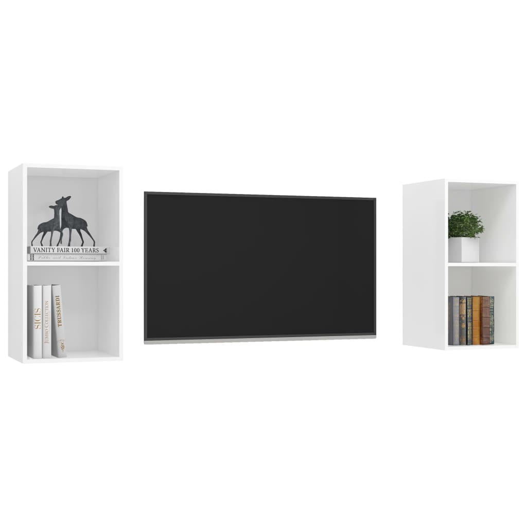 TV wall cabinets 2 pcs. White wood material