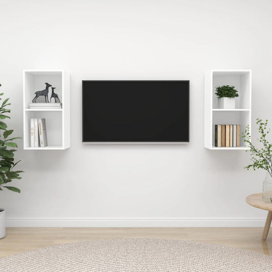 TV wall cabinets 2 pcs. White wood material