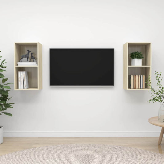 TV wall cabinets 2 pcs. Sonoma oak wood material